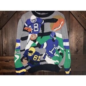 Vintage Berek Hand Knit Sweater‎  medium 90s Football One Of A Kind
